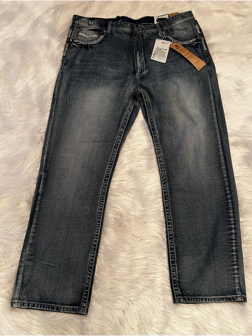GS115 Men's Dark Wash Black Straight-Leg Jeans